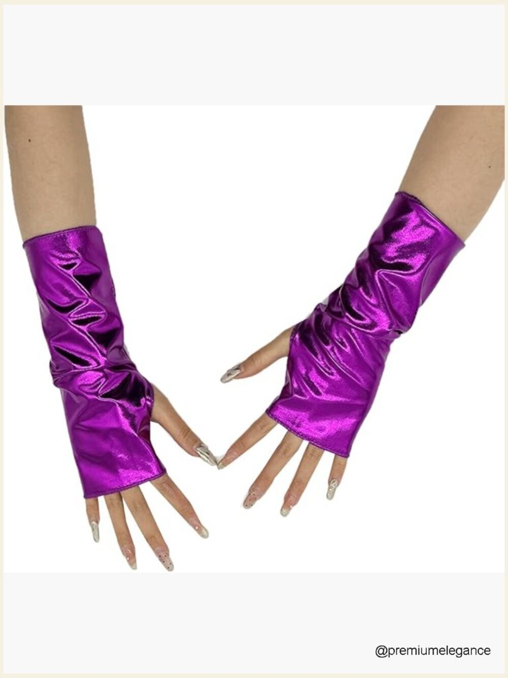 Sexy Fingerless Gloves Shiny Metallic Cosplay Opera Party Gloves